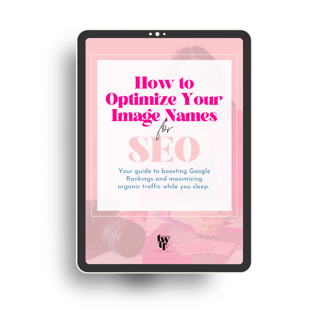 ipad mockup of a free SEO optimization guide by This Way to Fabulous Inc