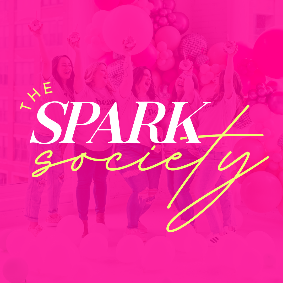 The Spark Society logo on pink square