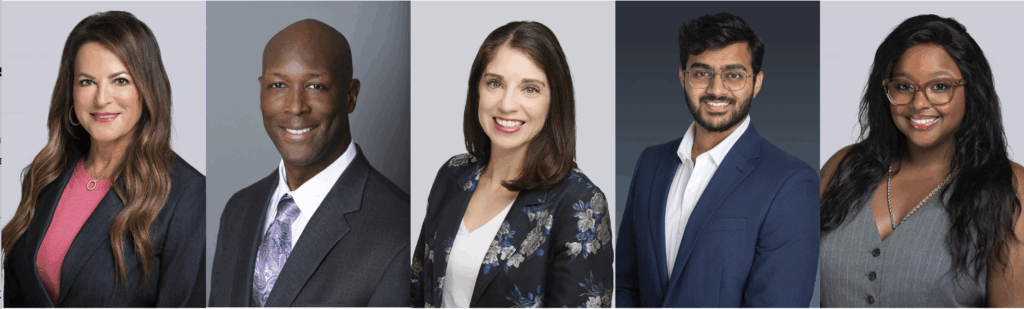 5 professional headshots side by side