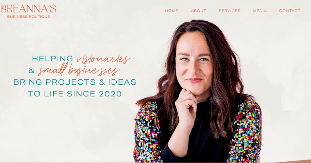 Breanna's Business Boutique website featuring brand photos taken by This Way to Fabulous